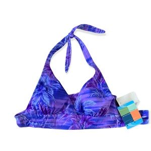 Ocean Dream Purple/Blue Iridescent Bikini Swim Halter Top NWT